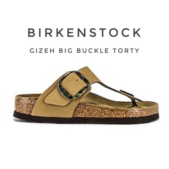 Birkenstock Shoes - Birkenstock Sandals GIZEH BIG BUCKLE Mud Green leather